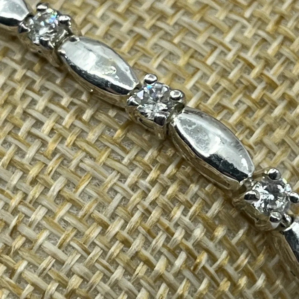 Vintage 7" Sterling Silver Marquise & Round Accent Bracelet - Picture 2 of 16